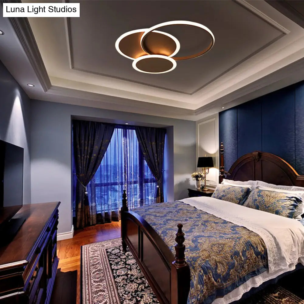 DecorBites™ DecorBites™ Modern LED Bedroom Ceiling Light in Coffee - 3 Round Ultra-Thin Acrylic Flushmount - 19.5"/22.5" W