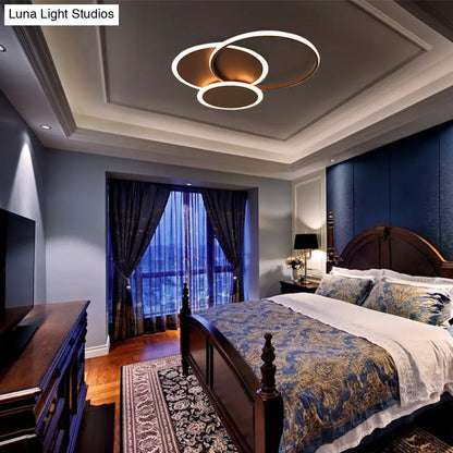DecorBites™ DecorBites™ Modern LED Bedroom Ceiling Light in Coffee - 3 Round Ultra-Thin Acrylic Flushmount - 19.5"/22.5" W