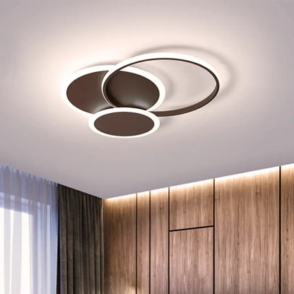 DecorBites™ DecorBites™ Modern LED Bedroom Ceiling Light in Coffee - 3 Round Ultra-Thin Acrylic Flushmount - 19.5"/22.5" W