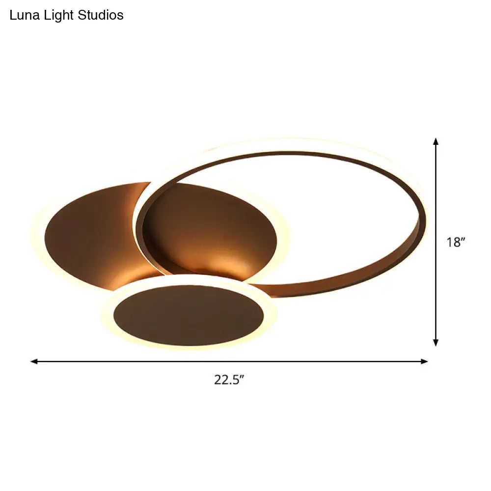 DecorBites™ DecorBites™ Modern LED Bedroom Ceiling Light in Coffee - 3 Round Ultra-Thin Acrylic Flushmount - 19.5"/22.5" W