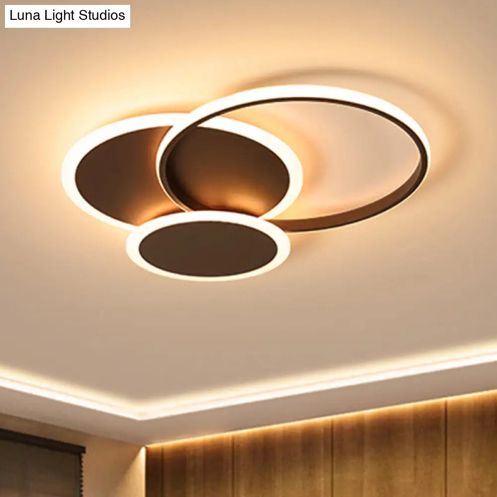 DecorBites™ DecorBites™ Modern LED Bedroom Ceiling Light in Coffee - 3 Round Ultra-Thin Acrylic Flushmount - 19.5"/22.5" W