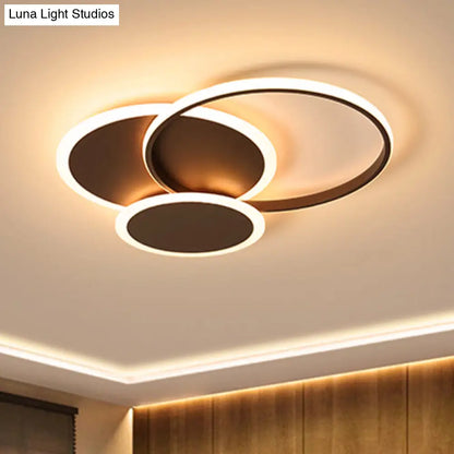 DecorBites™ DecorBites™ Modern LED Bedroom Ceiling Light in Coffee - 3 Round Ultra-Thin Acrylic Flushmount - 19.5"/22.5" W