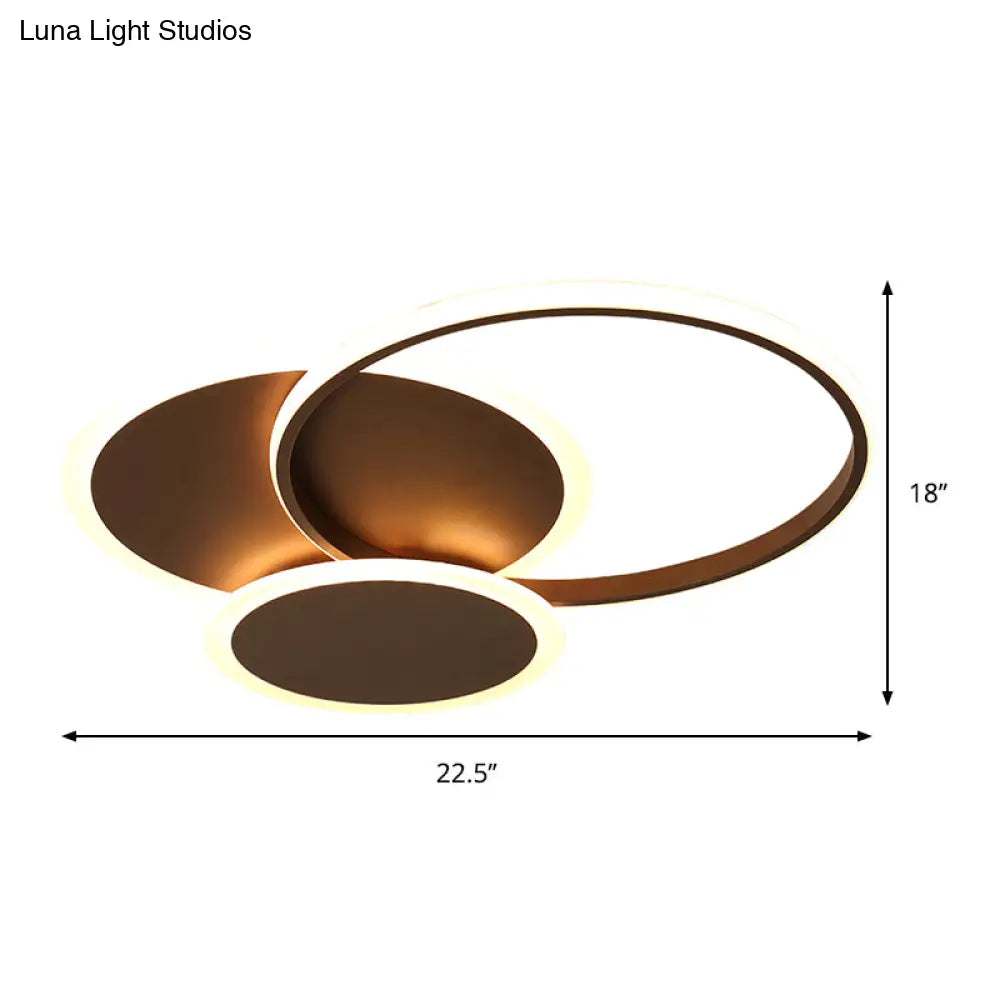 DecorBites™ DecorBites™ Modern LED Bedroom Ceiling Light in Coffee - 3 Round Ultra-Thin Acrylic Flushmount - 19.5"/22.5" W