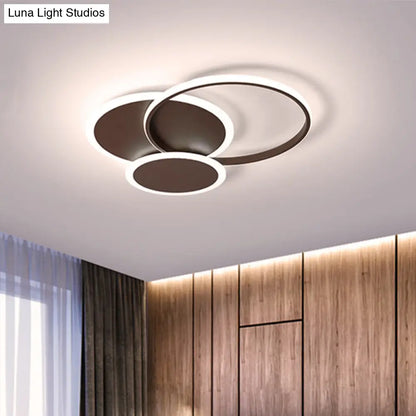 DecorBites™ DecorBites™ Modern LED Bedroom Ceiling Light in Coffee - 3 Round Ultra-Thin Acrylic Flushmount - 19.5"/22.5" W