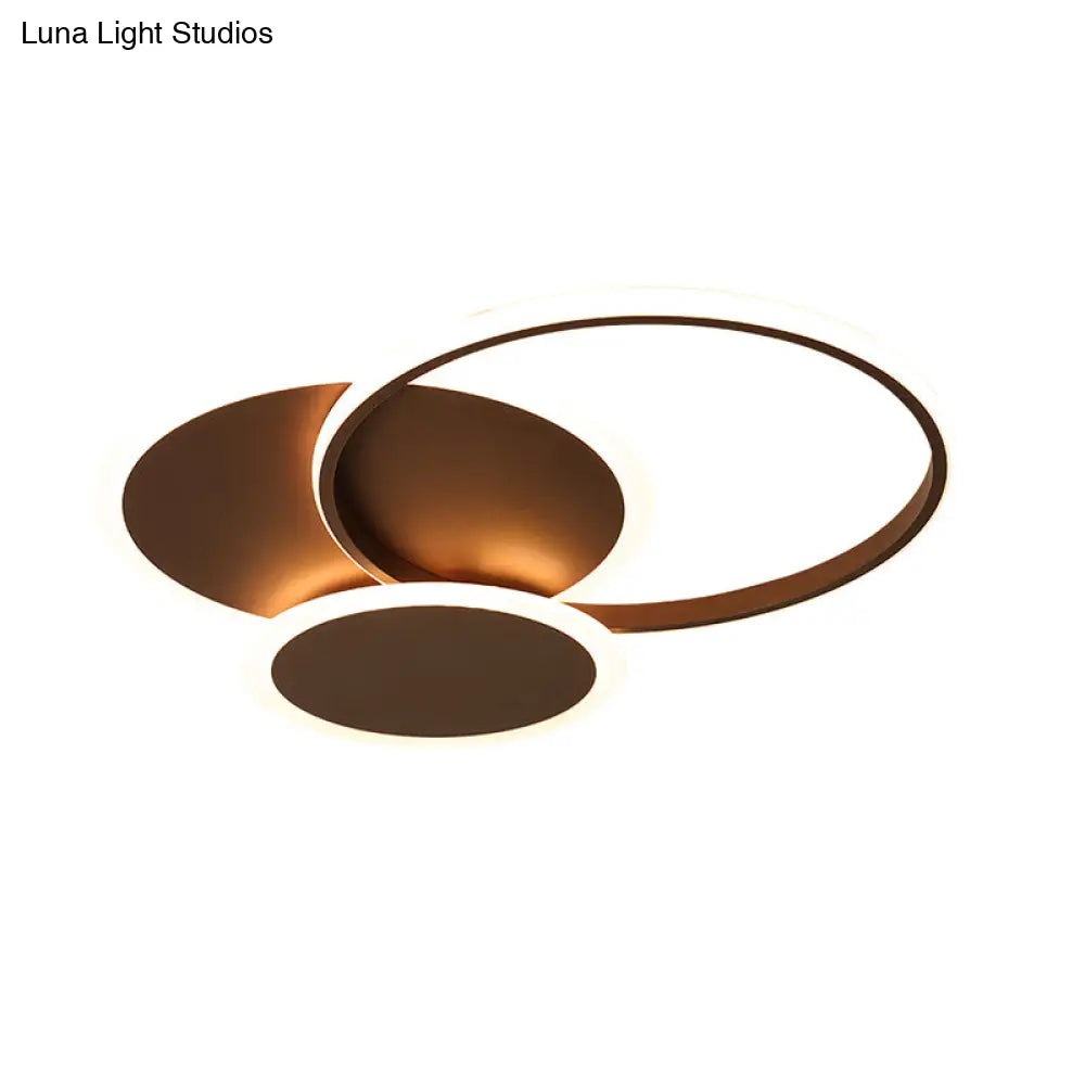 DecorBites™ DecorBites™ Modern LED Bedroom Ceiling Light in Coffee - 3 Round Ultra-Thin Acrylic Flushmount - 19.5"/22.5" W