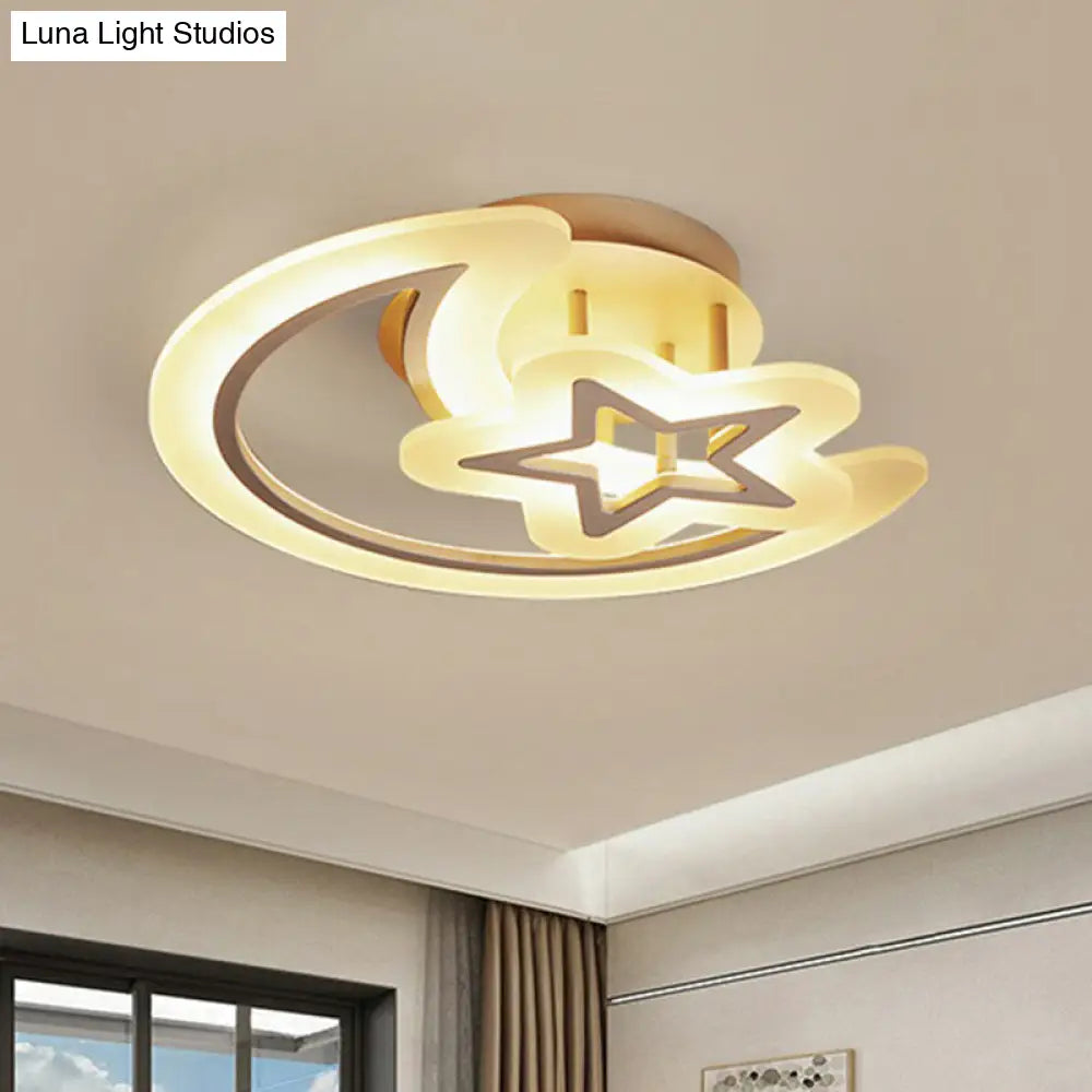 DecorBites™ DecorBites™ Modern LED Bedroom Ceiling Light with Crescent and Star Design