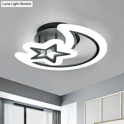 DecorBites™ DecorBites™ Modern LED Bedroom Ceiling Light with Crescent and Star Design