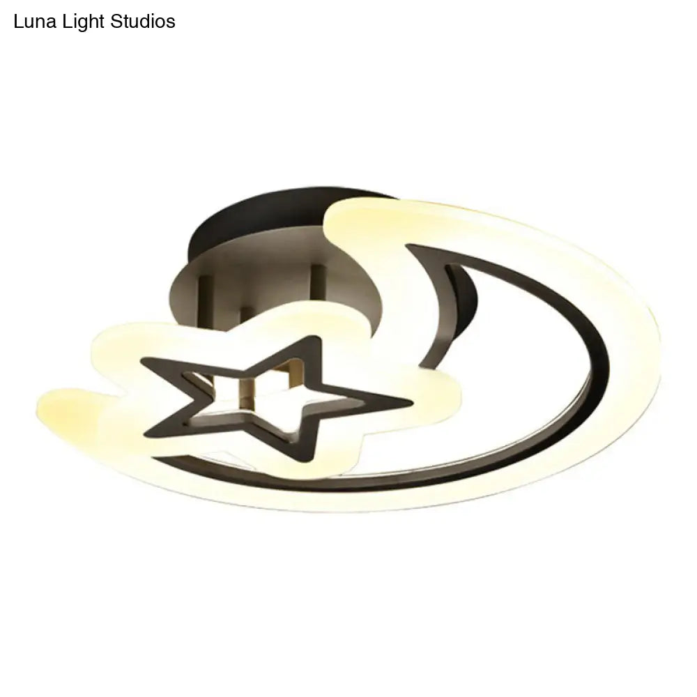 DecorBites™ DecorBites™ Modern LED Bedroom Ceiling Light with Crescent and Star Design
