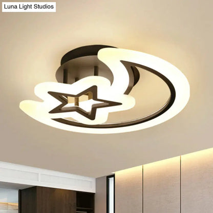 DecorBites™ DecorBites™ Modern LED Bedroom Ceiling Light with Crescent and Star Design