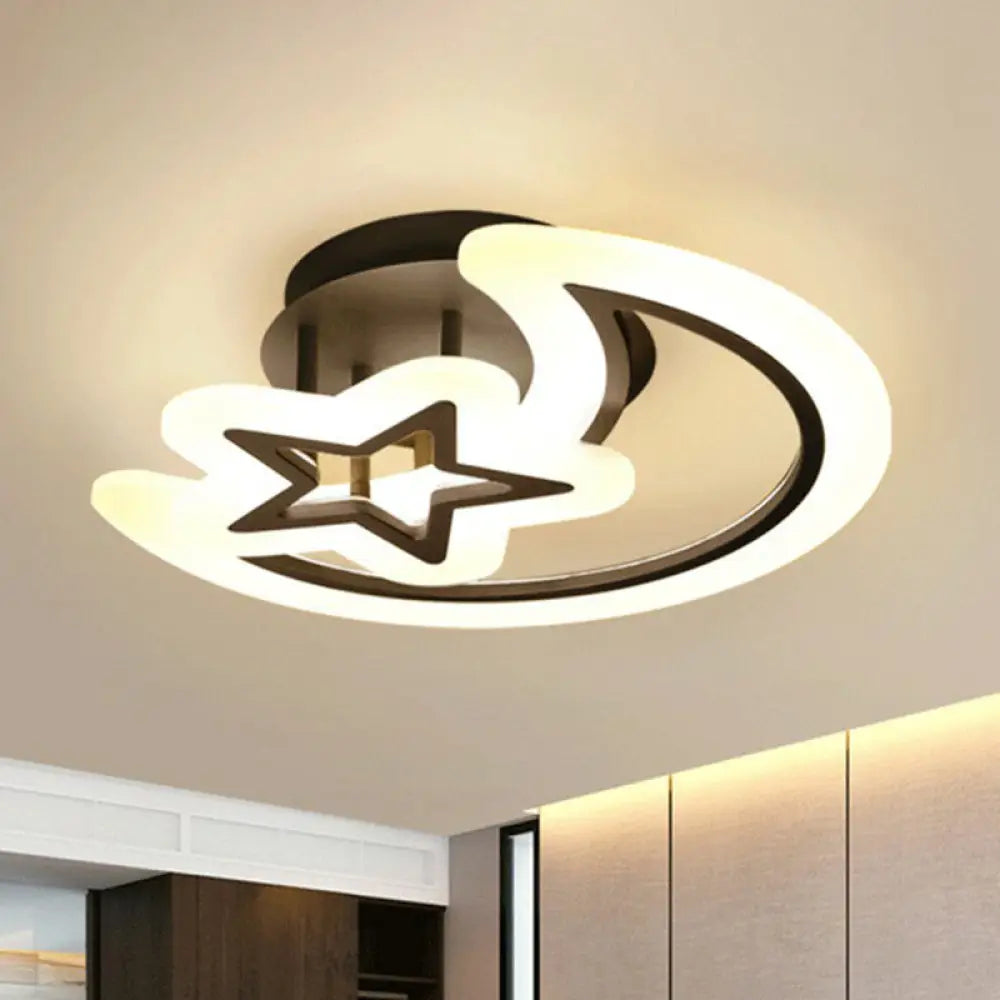 DecorBites™ DecorBites™ Modern LED Bedroom Ceiling Light with Crescent and Star Design