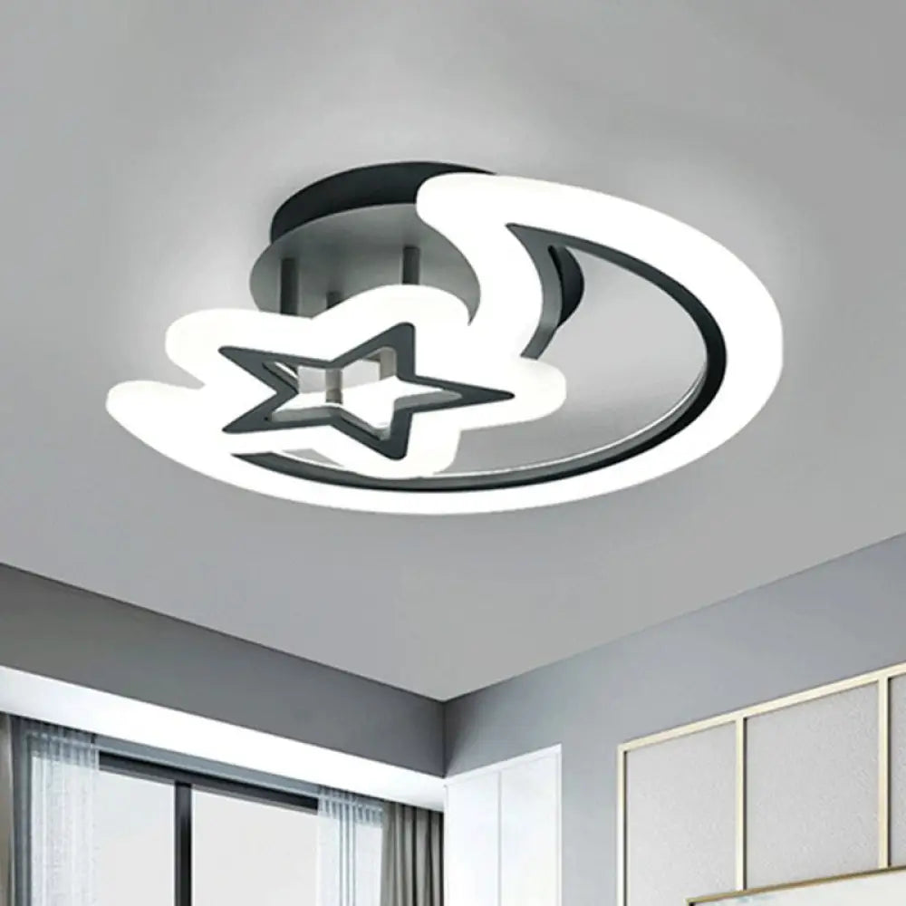 DecorBites™ DecorBites™ Modern LED Bedroom Ceiling Light with Crescent and Star Design