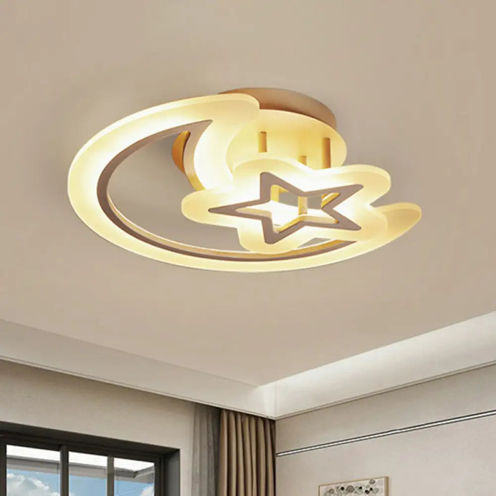 DecorBites™ DecorBites™ Modern LED Bedroom Ceiling Light with Crescent and Star Design