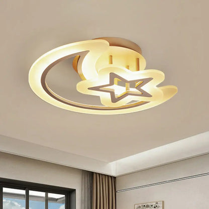 DecorBites™ DecorBites™ Modern LED Bedroom Ceiling Light with Crescent and Star Design