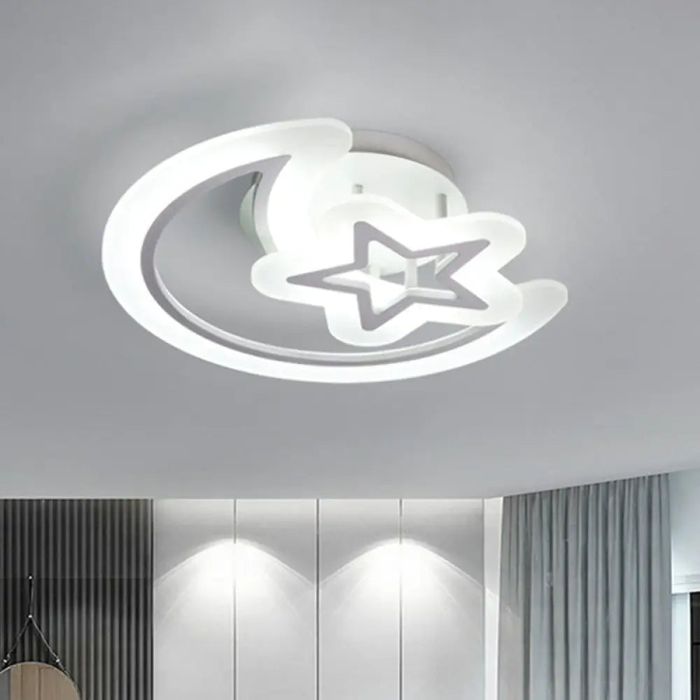 DecorBites™ DecorBites™ Modern LED Bedroom Ceiling Light with Crescent and Star Design