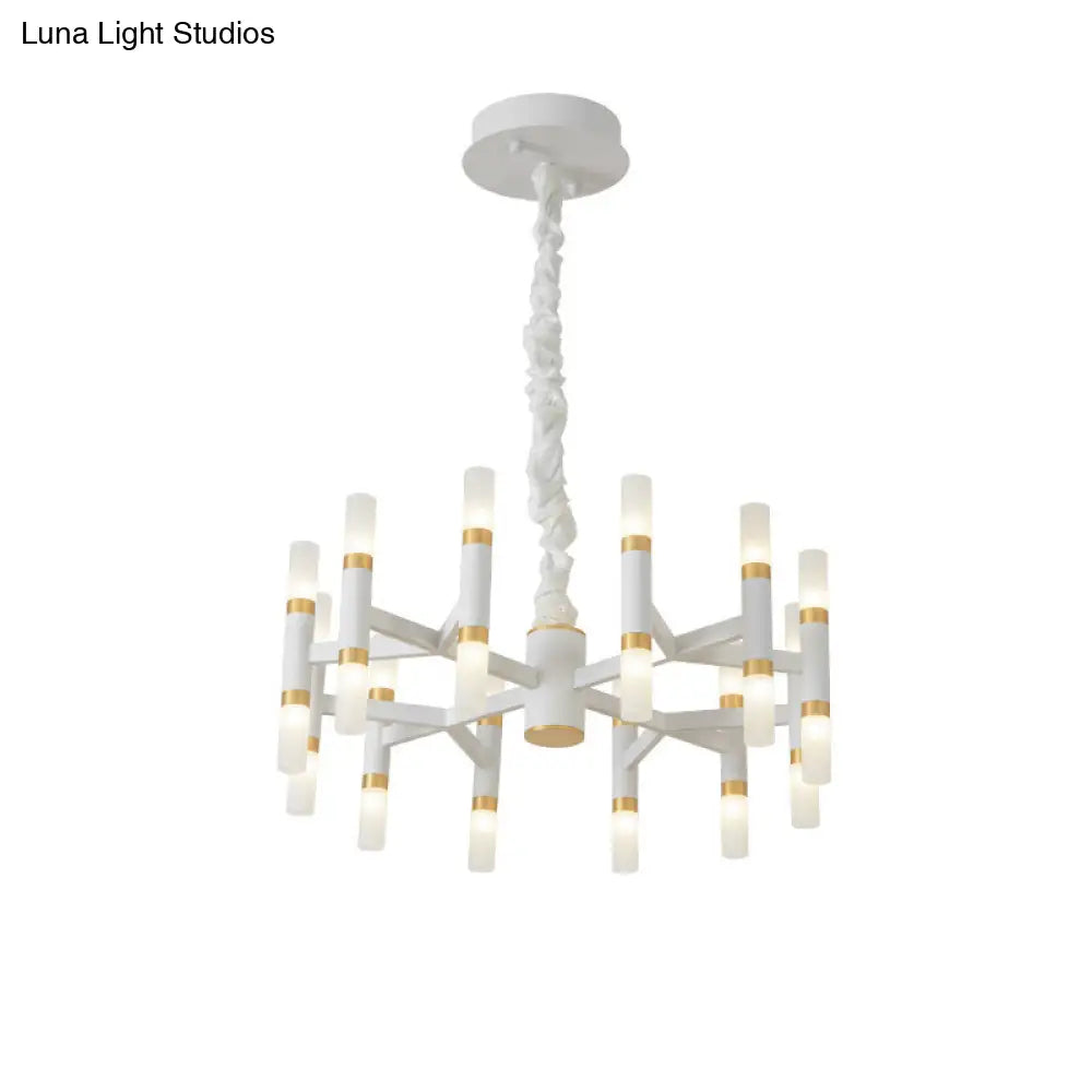 Lámpara de techo LED moderna para dormitorio - 24/36/60 luces, pantalla tubular de hierro, colgante blanco/negro