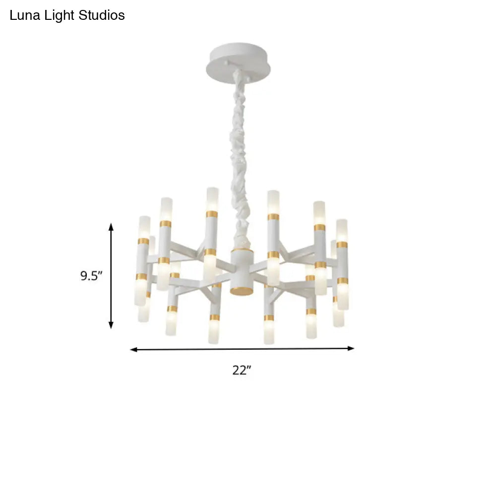 Lámpara de techo LED moderna para dormitorio - 24/36/60 luces, pantalla tubular de hierro, colgante blanco/negro