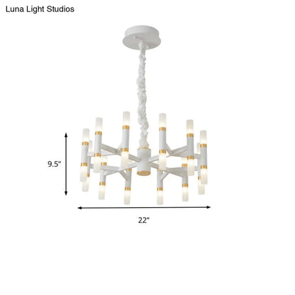 Lámpara de techo LED moderna para dormitorio - 24/36/60 luces, pantalla tubular de hierro, colgante blanco/negro
