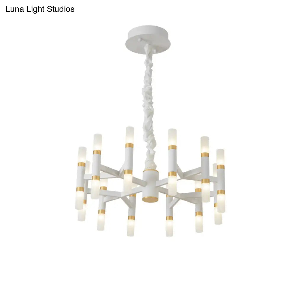 Lámpara de techo LED moderna para dormitorio - 24/36/60 luces, pantalla tubular de hierro, colgante blanco/negro