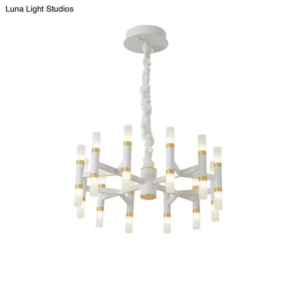 Lámpara de techo LED moderna para dormitorio - 24/36/60 luces, pantalla tubular de hierro, colgante blanco/negro