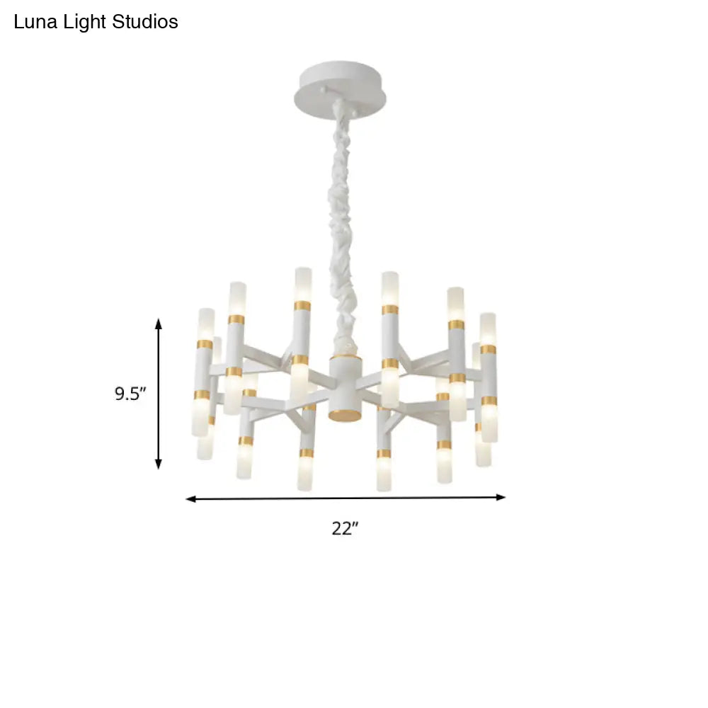 Lámpara de techo LED moderna para dormitorio - 24/36/60 luces, pantalla tubular de hierro, colgante blanco/negro