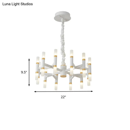 Lámpara de techo LED moderna para dormitorio - 24/36/60 luces, pantalla tubular de hierro, colgante blanco/negro
