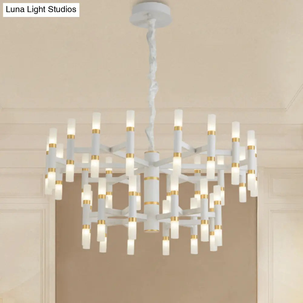 Lámpara de techo LED moderna para dormitorio - 24/36/60 luces, pantalla tubular de hierro, colgante blanco/negro