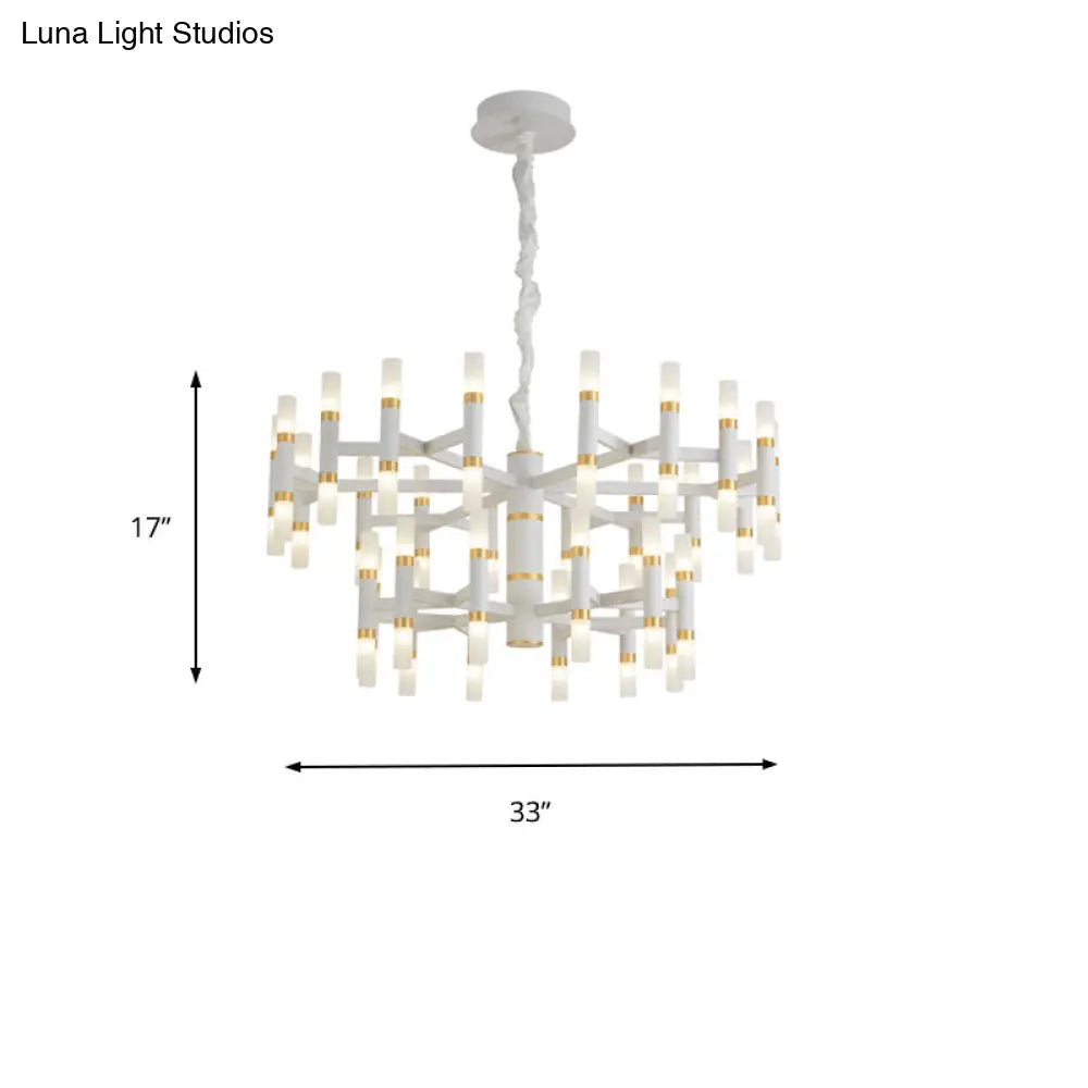 Lámpara de techo LED moderna para dormitorio - 24/36/60 luces, pantalla tubular de hierro, colgante blanco/negro