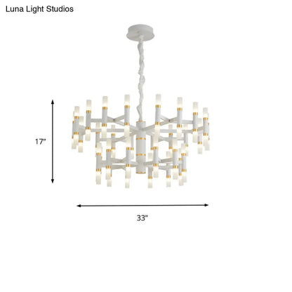 Lámpara de techo LED moderna para dormitorio - 24/36/60 luces, pantalla tubular de hierro, colgante blanco/negro