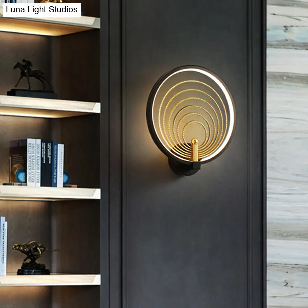 DecorBites™ DecorBites™ Modern LED Bedroom Sconce Light - Black/White Bedside Wall Fixture with Halo-Ring Shade