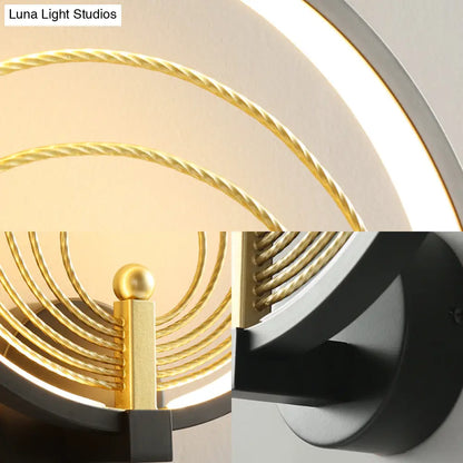 DecorBites™ DecorBites™ Modern LED Bedroom Sconce Light - Black/White Bedside Wall Fixture with Halo-Ring Shade