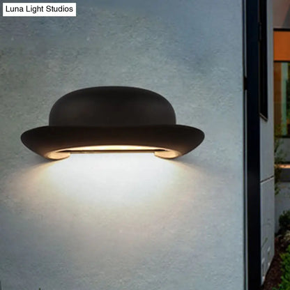 DecorBites™ DecorBites™ Modern LED Bedroom Sconce Light in Black with Hat Metal Shade, Warm/Natural Lighting