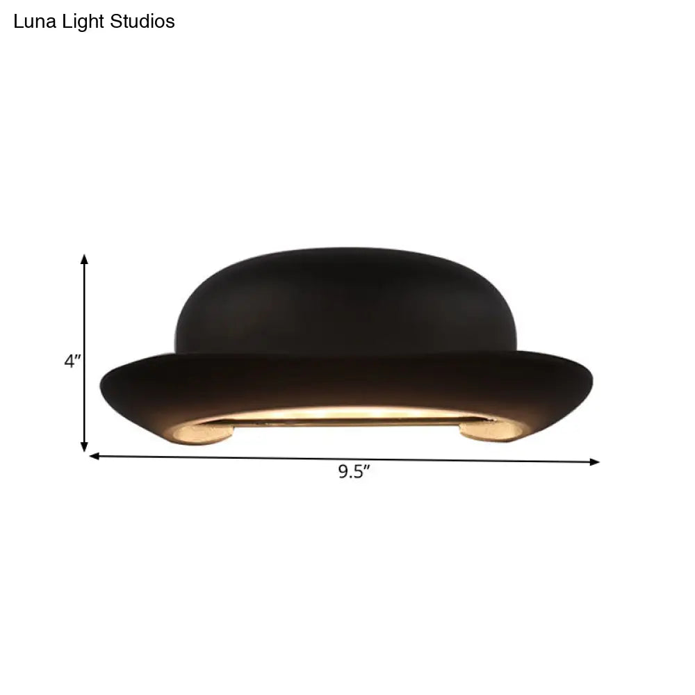 DecorBites™ DecorBites™ Modern LED Bedroom Sconce Light in Black with Hat Metal Shade, Warm/Natural Lighting
