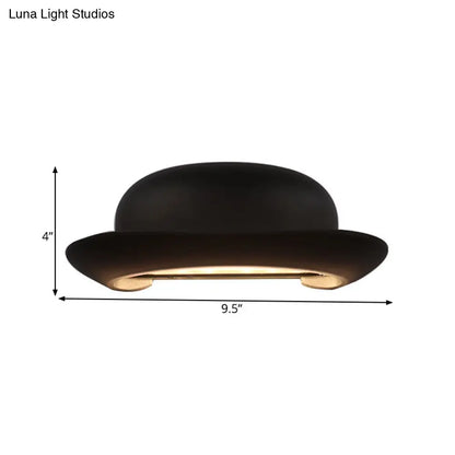 DecorBites™ DecorBites™ Modern LED Bedroom Sconce Light in Black with Hat Metal Shade, Warm/Natural Lighting