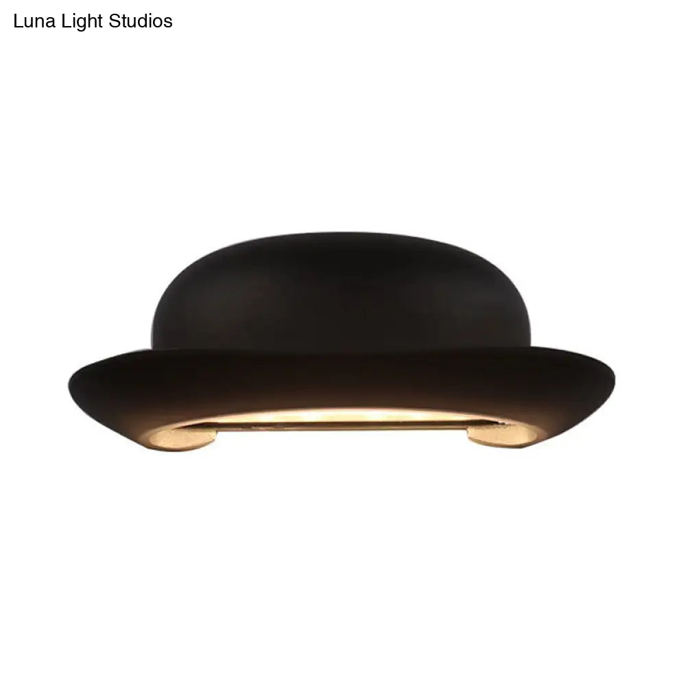 DecorBites™ DecorBites™ Modern LED Bedroom Sconce Light in Black with Hat Metal Shade, Warm/Natural Lighting