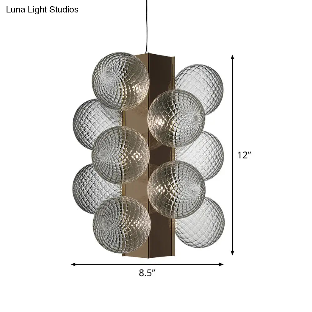 Lámpara de mesa colgante LED moderna de latón con pantalla de cristal transparente con burbujas