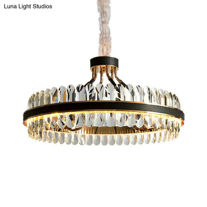 Lámpara de araña moderna LED de cristal negro para sala de estar - Elegante lámpara colgante