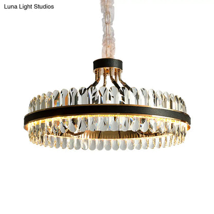 Lámpara de araña moderna LED de cristal negro para sala de estar - Elegante lámpara colgante