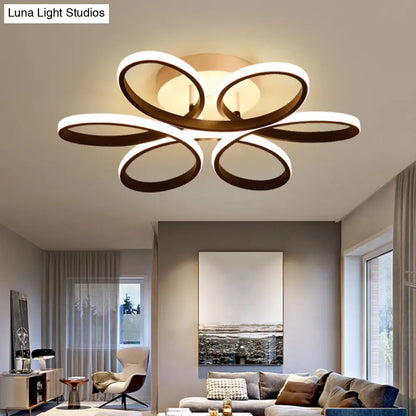 DecorBites™ DecorBites™ Modern LED Black Floral Metal Flush Light for Bedroom Ceiling