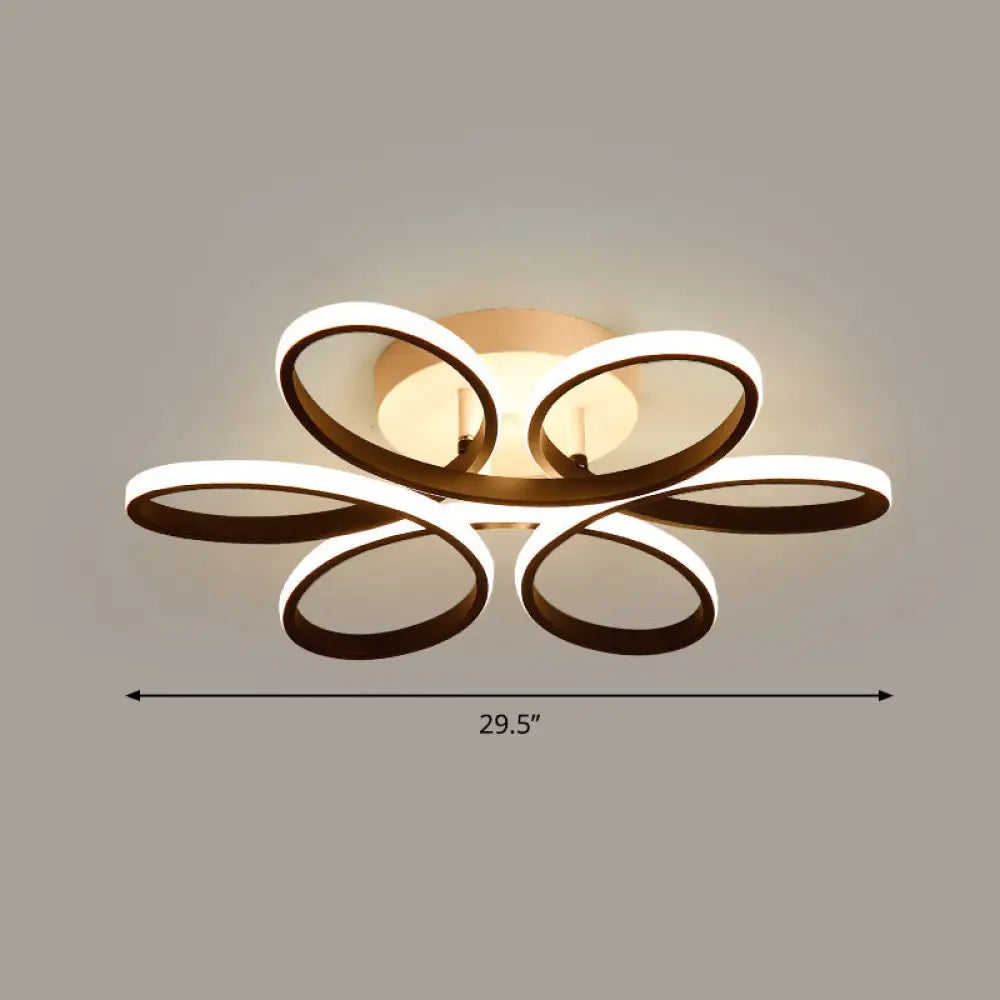 DecorBites™ DecorBites™ Modern LED Black Floral Metal Flush Light for Bedroom Ceiling