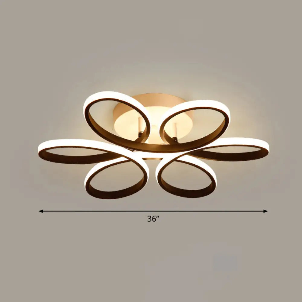 DecorBites™ DecorBites™ Modern LED Black Floral Metal Flush Light for Bedroom Ceiling