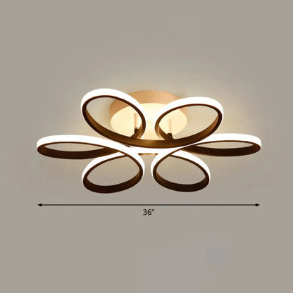 DecorBites™ DecorBites™ Modern LED Black Floral Metal Flush Light for Bedroom Ceiling