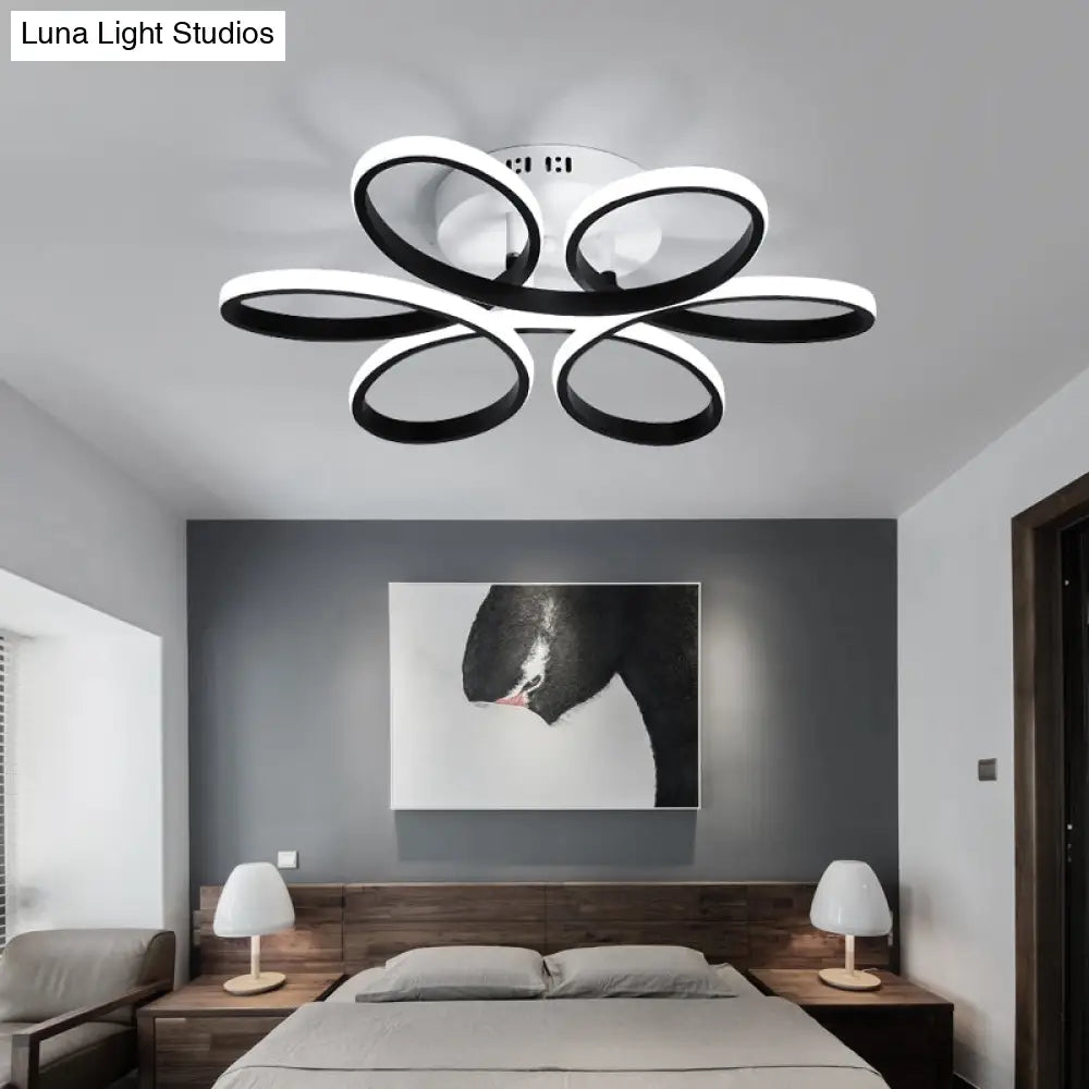 DecorBites™ DecorBites™ Modern LED Black Floral Metal Flush Light for Bedroom Ceiling