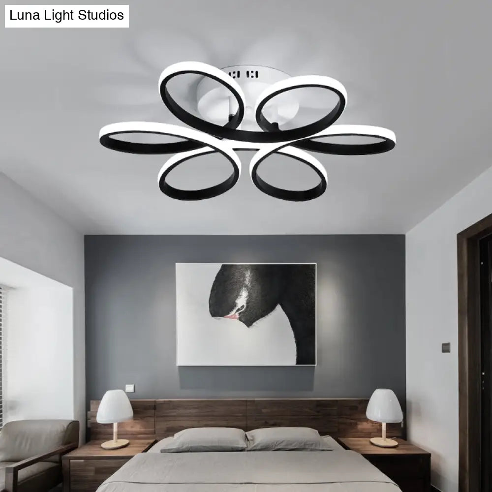 DecorBites™ DecorBites™ Modern LED Black Floral Metal Flush Light for Bedroom Ceiling