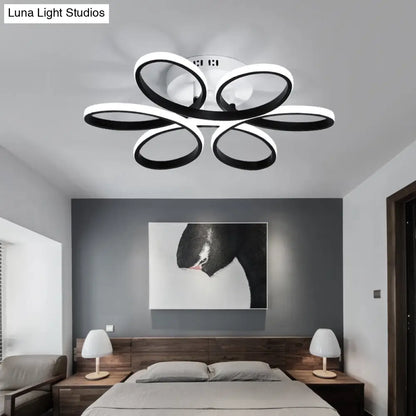 DecorBites™ DecorBites™ Modern LED Black Floral Metal Flush Light for Bedroom Ceiling