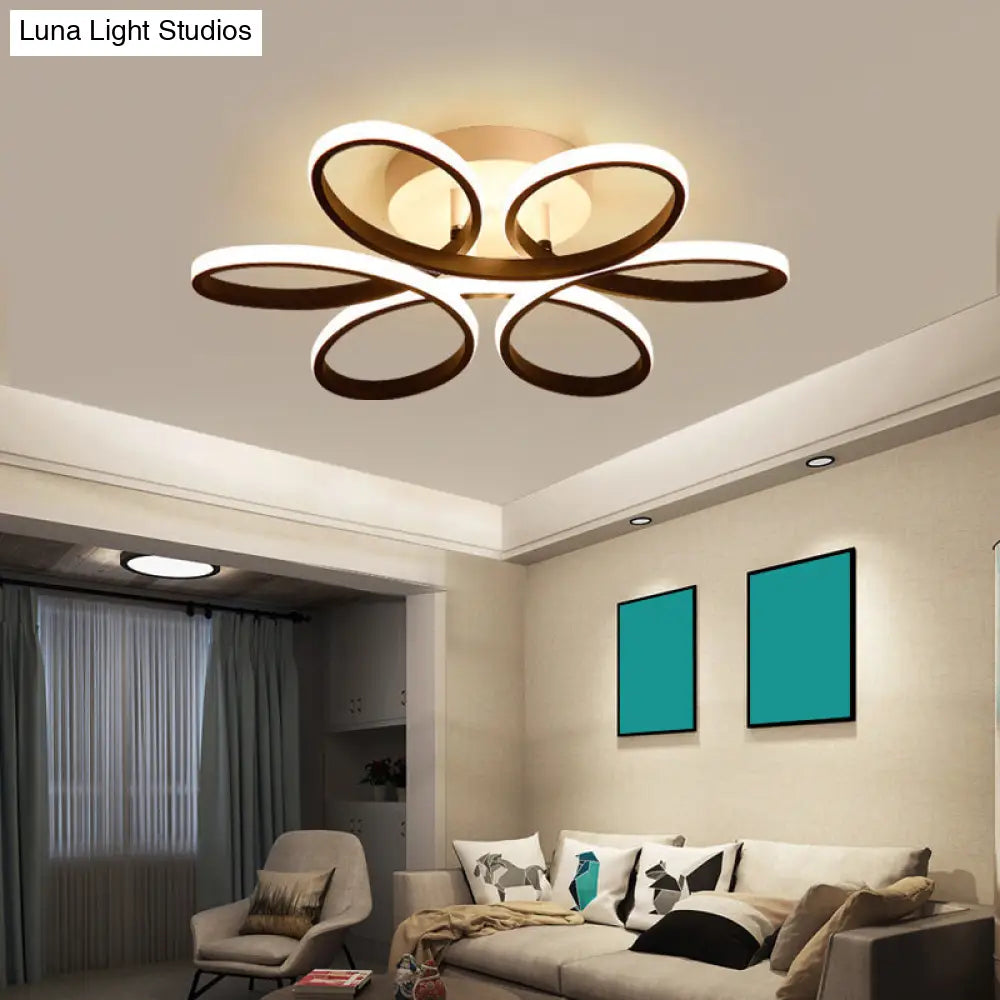 DecorBites™ DecorBites™ Modern LED Black Floral Metal Flush Light for Bedroom Ceiling