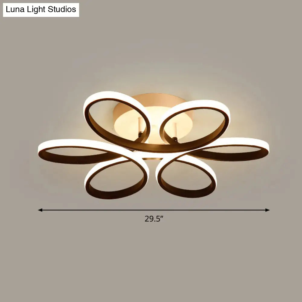 DecorBites™ DecorBites™ Modern LED Black Floral Metal Flush Light for Bedroom Ceiling