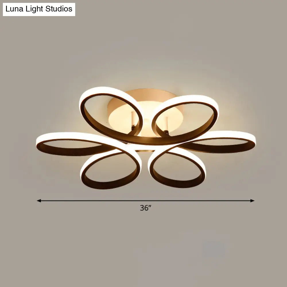 DecorBites™ DecorBites™ Modern LED Black Floral Metal Flush Light for Bedroom Ceiling