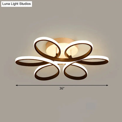 DecorBites™ DecorBites™ Modern LED Black Floral Metal Flush Light for Bedroom Ceiling