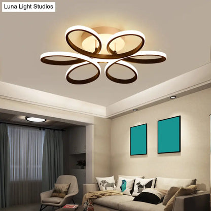 DecorBites™ DecorBites™ Modern LED Black Floral Metal Flush Light for Bedroom Ceiling