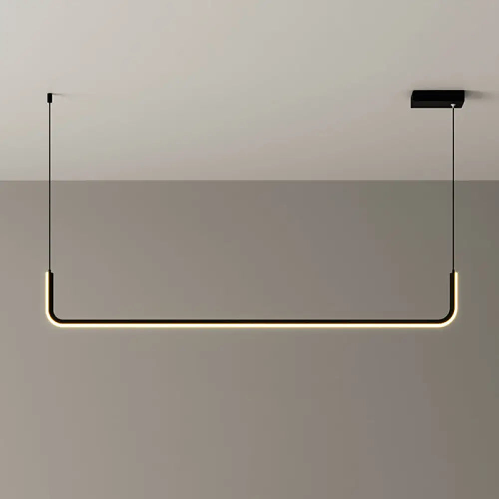Kit de lámpara colgante de isla LED moderna DecorBites™ negra: elegante diseño metálico semirectangular con iluminación ajustable cálida/blanca.